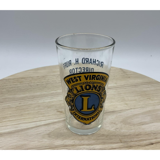Vintage West Virginia Lions International Glass Drinkware 1965-67 Richard Ruff