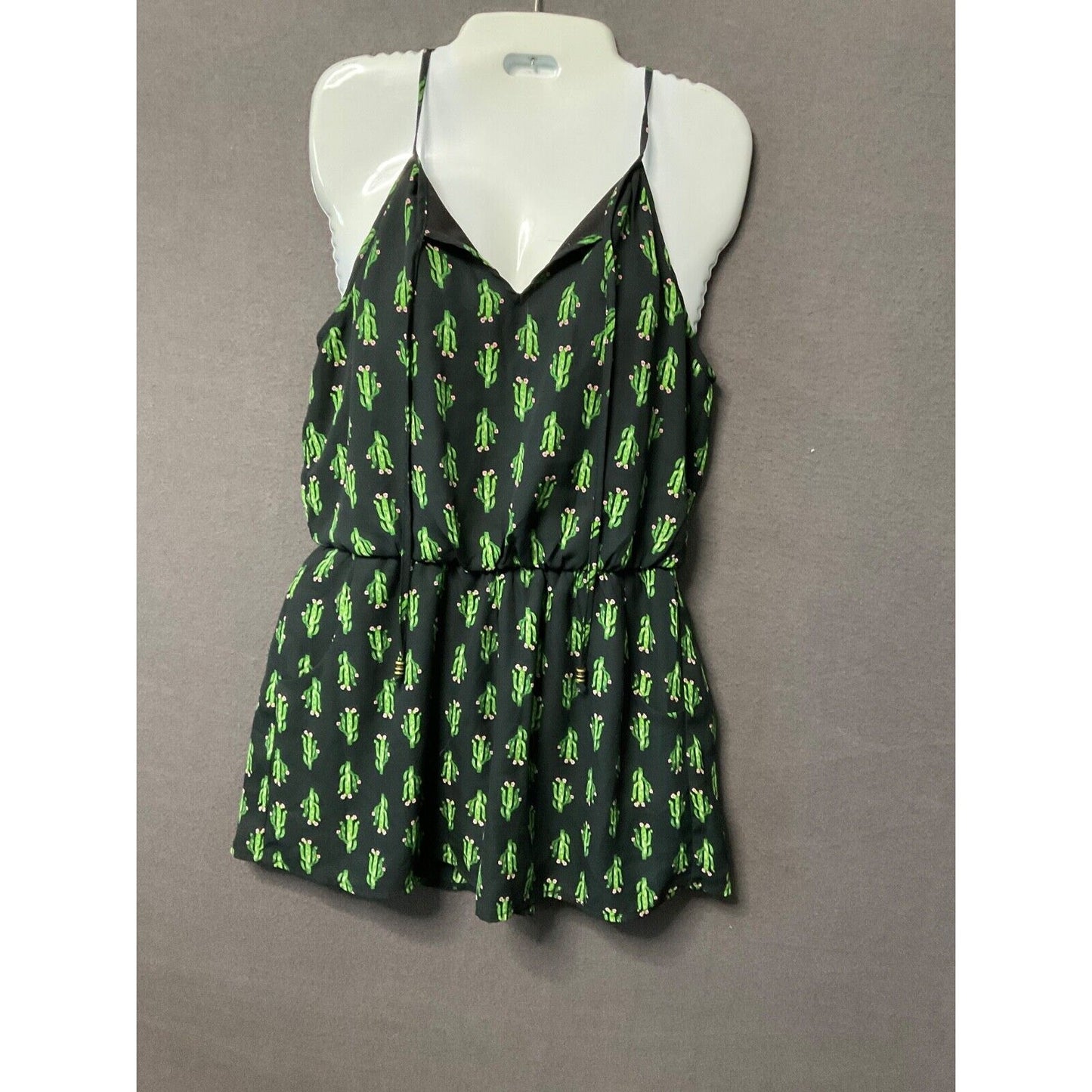 AS U WISH Cactus Succulent Plants Print Sleeveless Romper Small Womens
