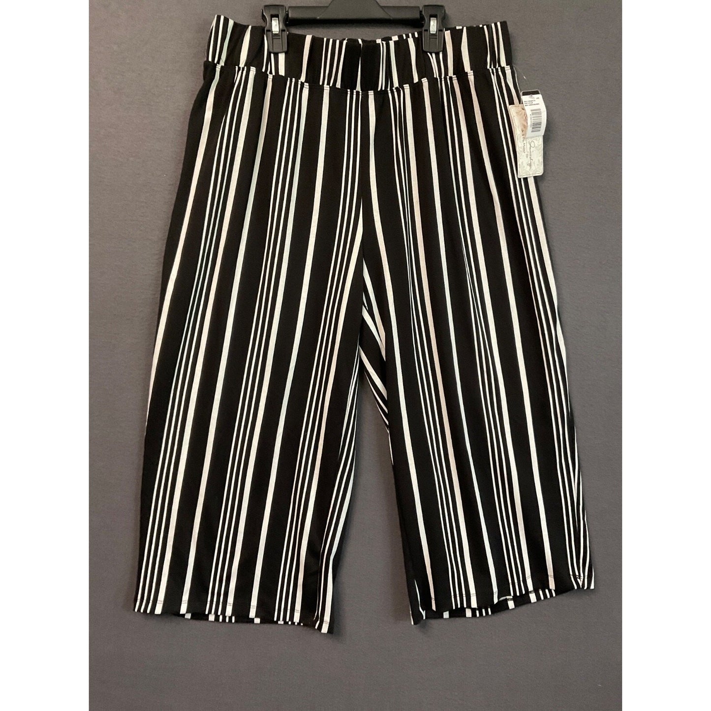 French Laundry Be In The Moment XL Black White Vertical Stripe Pull On Pants NWT