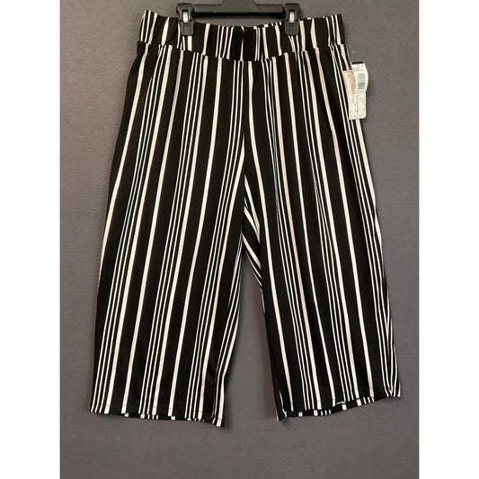 French Laundry Be In The Moment XL Black White Vertical Stripe Pull On Pants NWT
