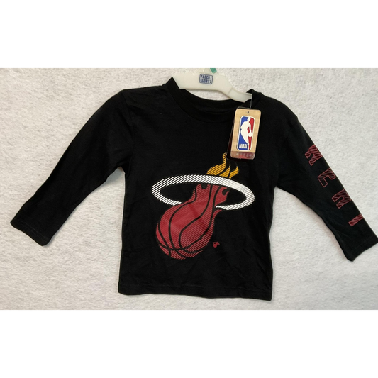 Miami Heat Shirt Kids Small Black NBA Basketball Long Sleeve Tee Youth Flames