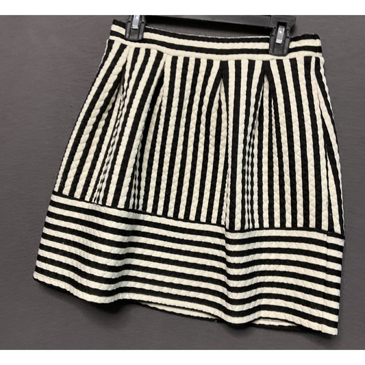 Xhilaration XS black & white/cream color striped mini skirt pull-on stretch