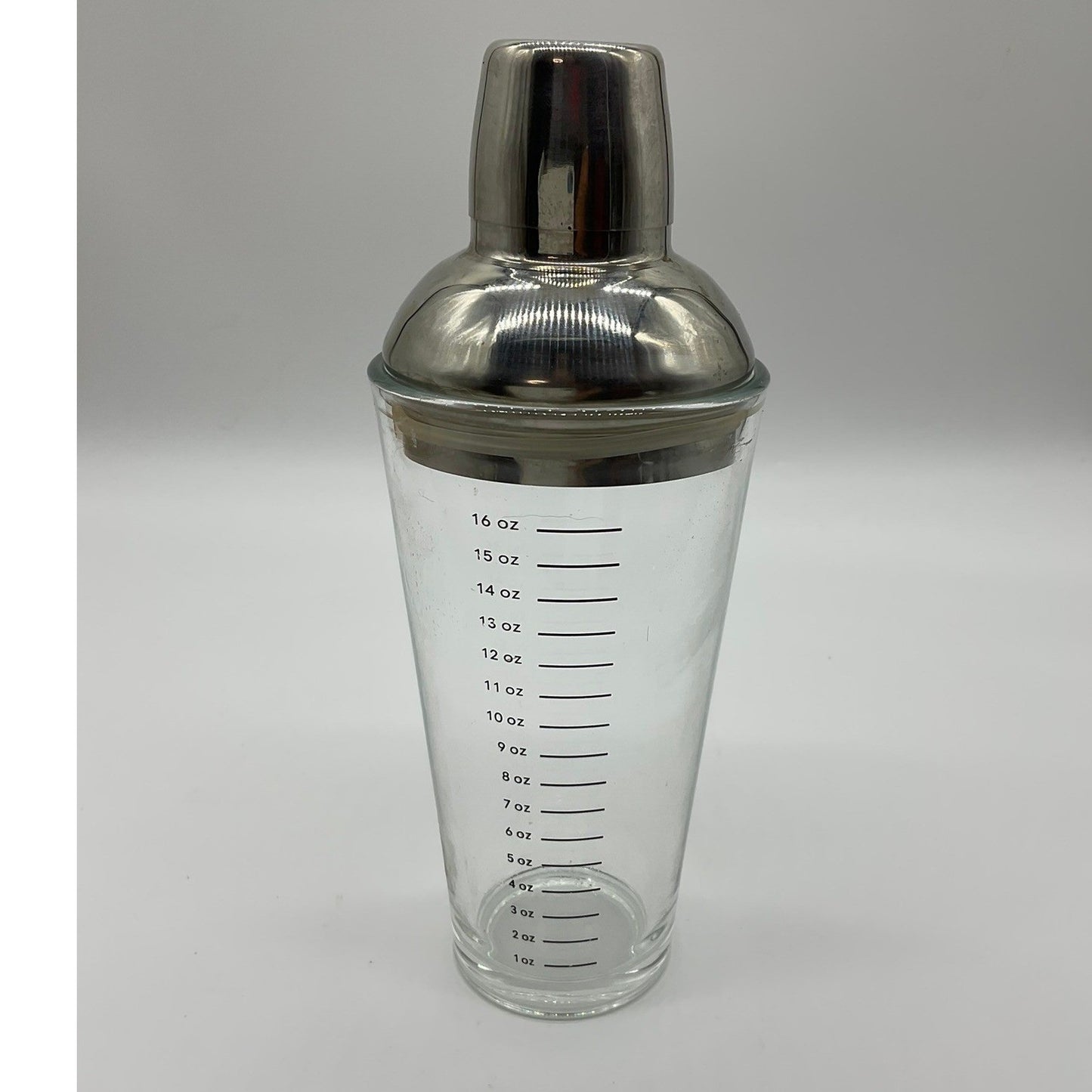Vintage Cocktail Shaker Unisex 16oz Clear Glass Stainless Steel Barware Tool