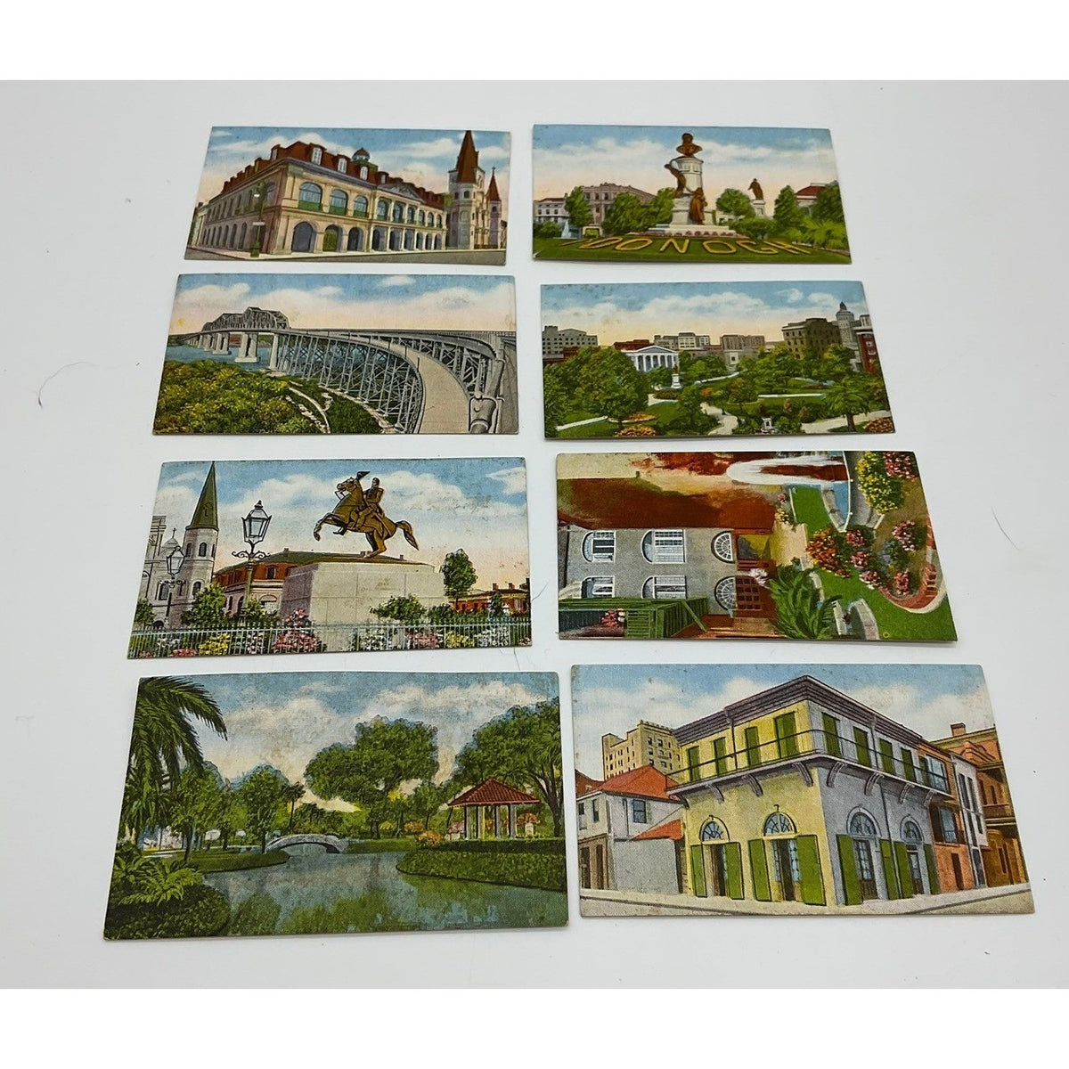 VTG New Orleans Lithograph 2"x3" Set 8pc Multicolor Historic Landmarks Souvenir
