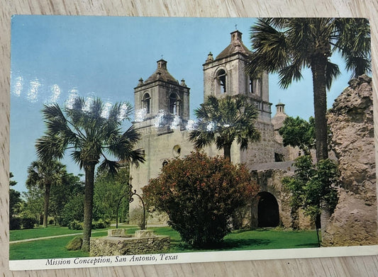 Vintage Mission Conception San Antonio Texas Color Plasticrome Postcard 5.5x3.5