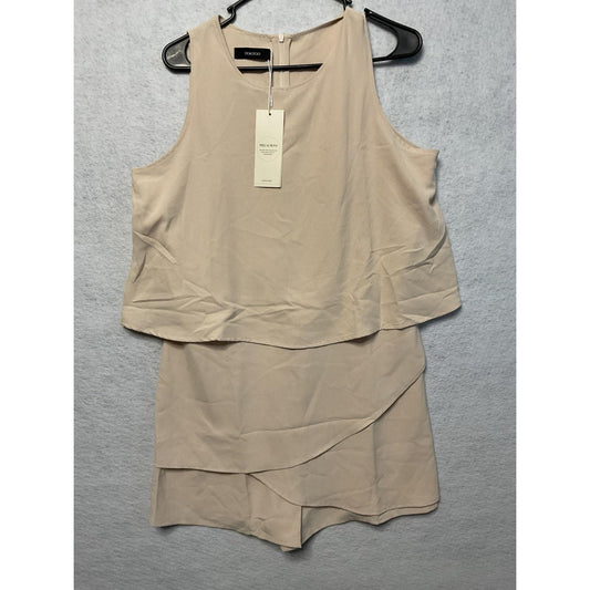 Dokotoo Romper Womens Large Beige Sleeveless Layered Tank Top Shorts Summer Chic