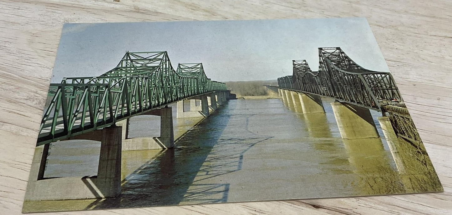 Vintage Mississippi River Bridges Vicksburg Deep South Postcard 5.5x3.5 In