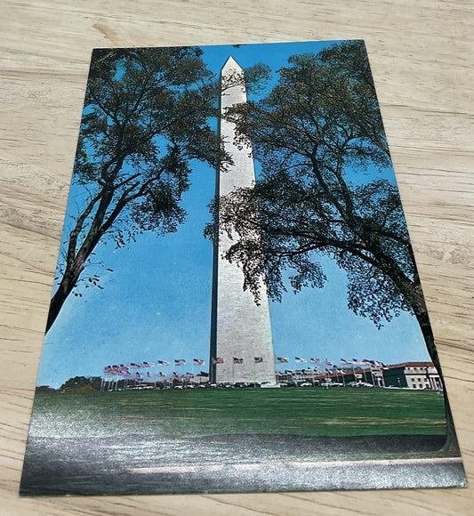 Vintage Washington Monument L B Prince Lithograph Color Postcard 5.5x3.5 In