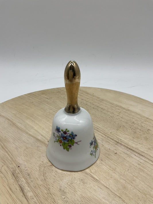 Vintage Norleans White Porcelain Floral Hand Bell Small Japan Collectible