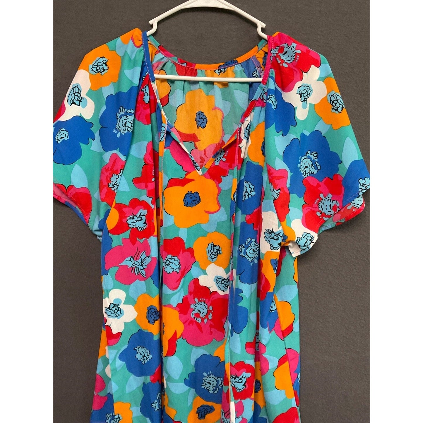 Women’s 2X Bright Floral Blouse Pullover Top Boho Lightweight
