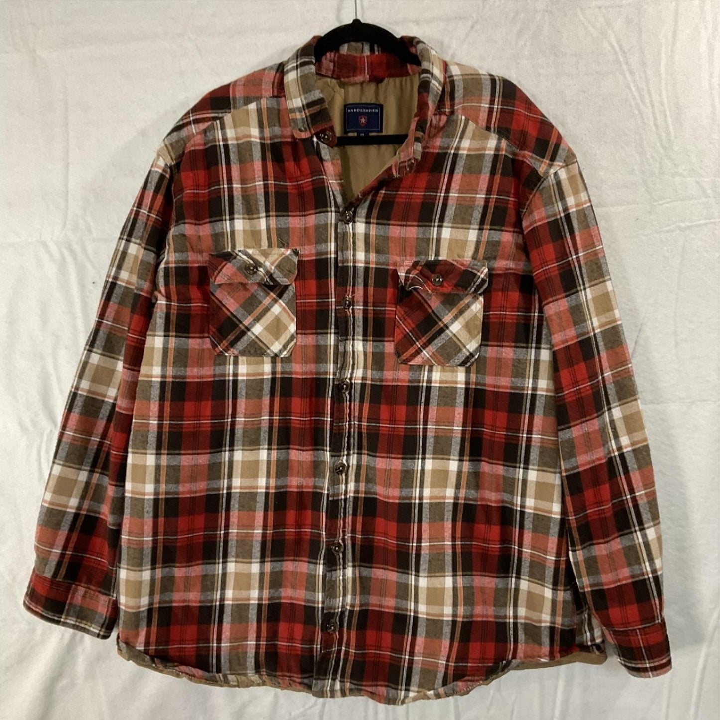 Saddlebred Jacket Mens 2XL Multicolor Plaid Flannel Quilted Button Up Lined
