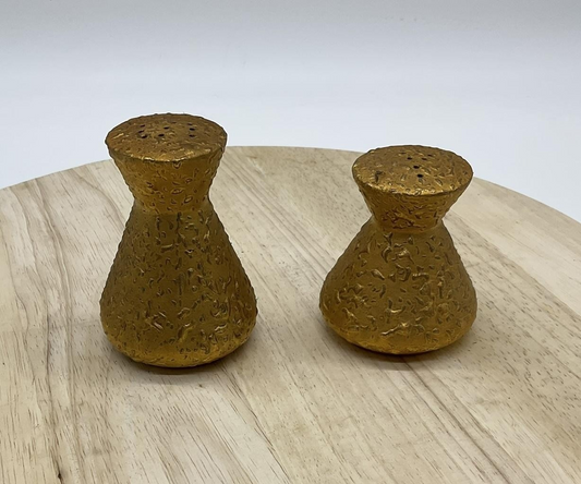 Gold Textured Salt Pepper Shaker Set Ceramic Small Modern Kitchen Decor Tabletop
