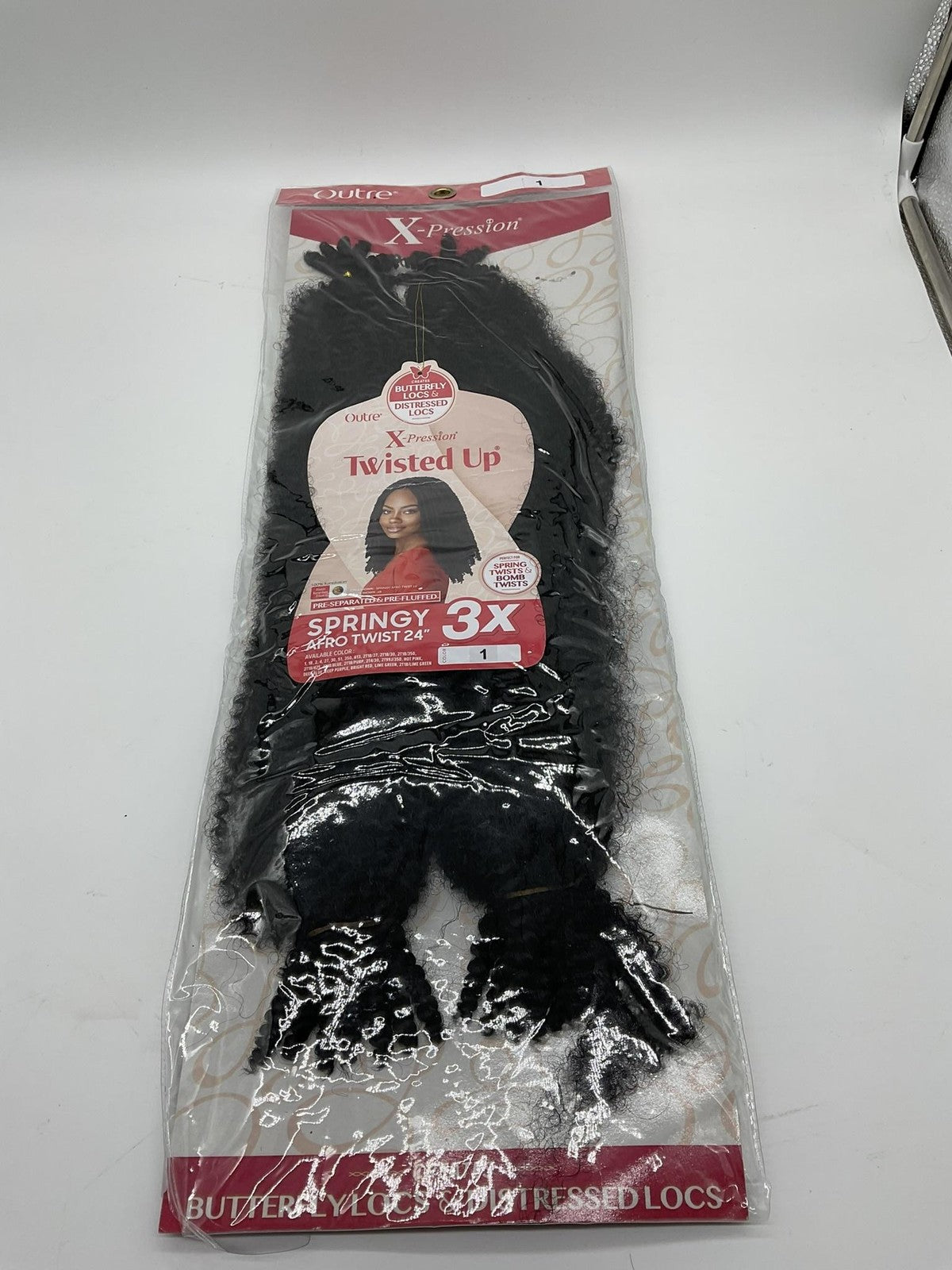 Outre X-Pression Twisted Up Springy Afro Twist 24in 3X 1 Black Hair Extensions