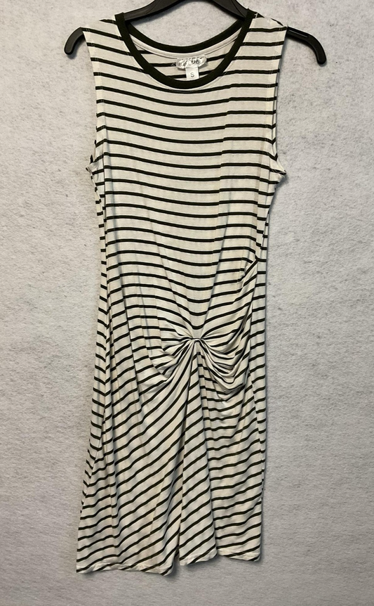 Just Be Dress Womens Small White Green Striped Sleeveless Knot Front Casual Tank