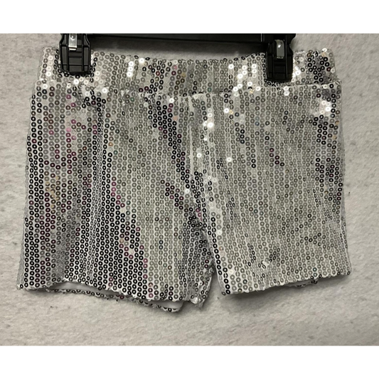 Spirit Shorts Girls Medium Silver Sequin Hot Pants Dance Club Costume Party