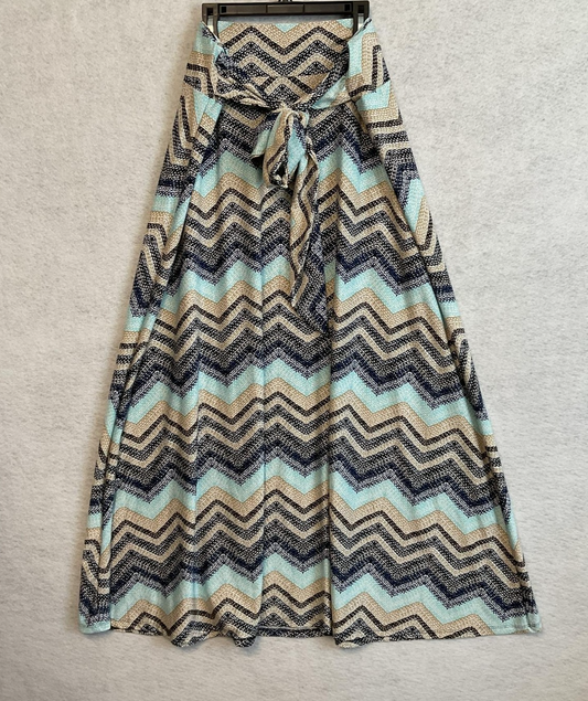 Robert Louis Skirt Womens XL Multicolor Chevron Long Wrap Tie Waist Jersey Boho