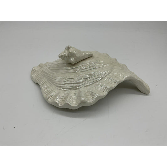 Ceramic Seashell Conch Dish REPLACEMENT LID White Coastal Beach Decor Nautical