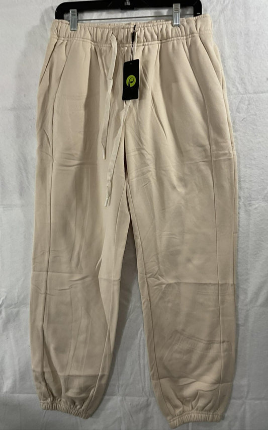 PINSPARK Pants Womens L Beige Fleece Lined Sweatpants Jogger Drawstring Pockets