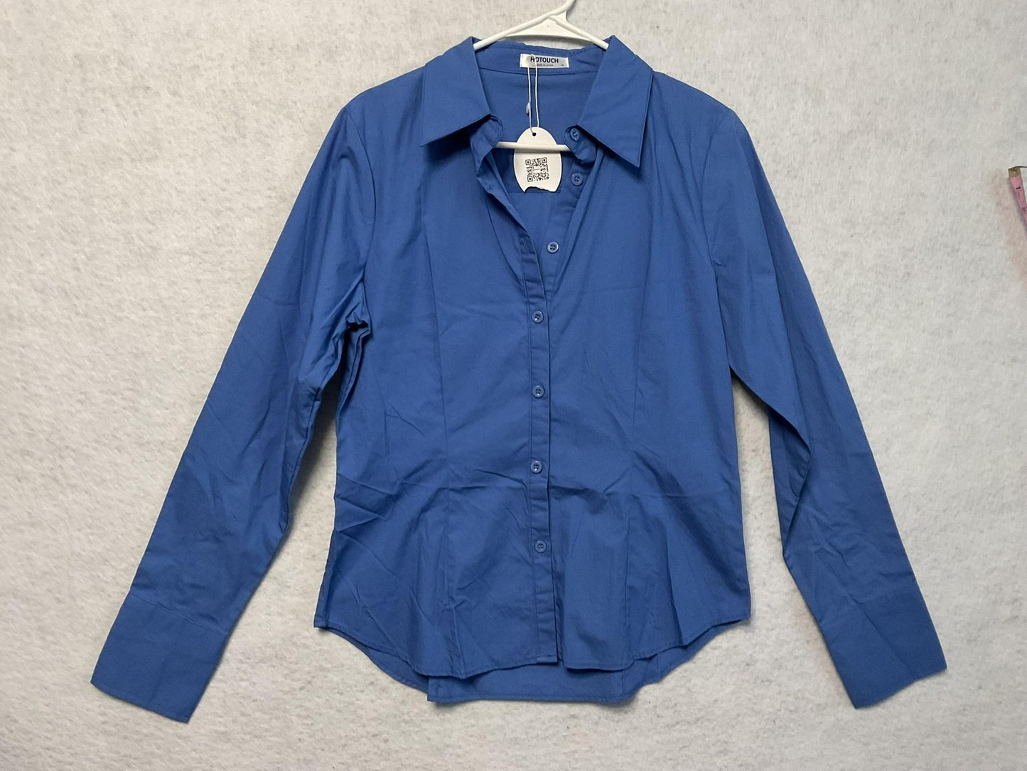 HOTOUCH Shirt Womens Medium Blue Button Front Long Sleeve Dressy Top