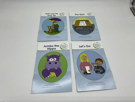 IMSE Decodable Readers Lot 4 Clewis Seth & His Dog Zip Quiz Jumbo Hippo Go PB