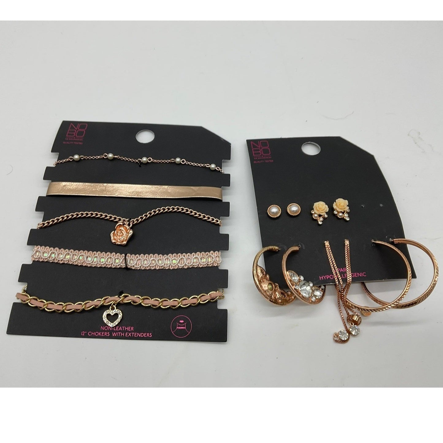 No Boundaries Jewelry Set Women OS Rose Gold Choker Necklace Earring Bundle