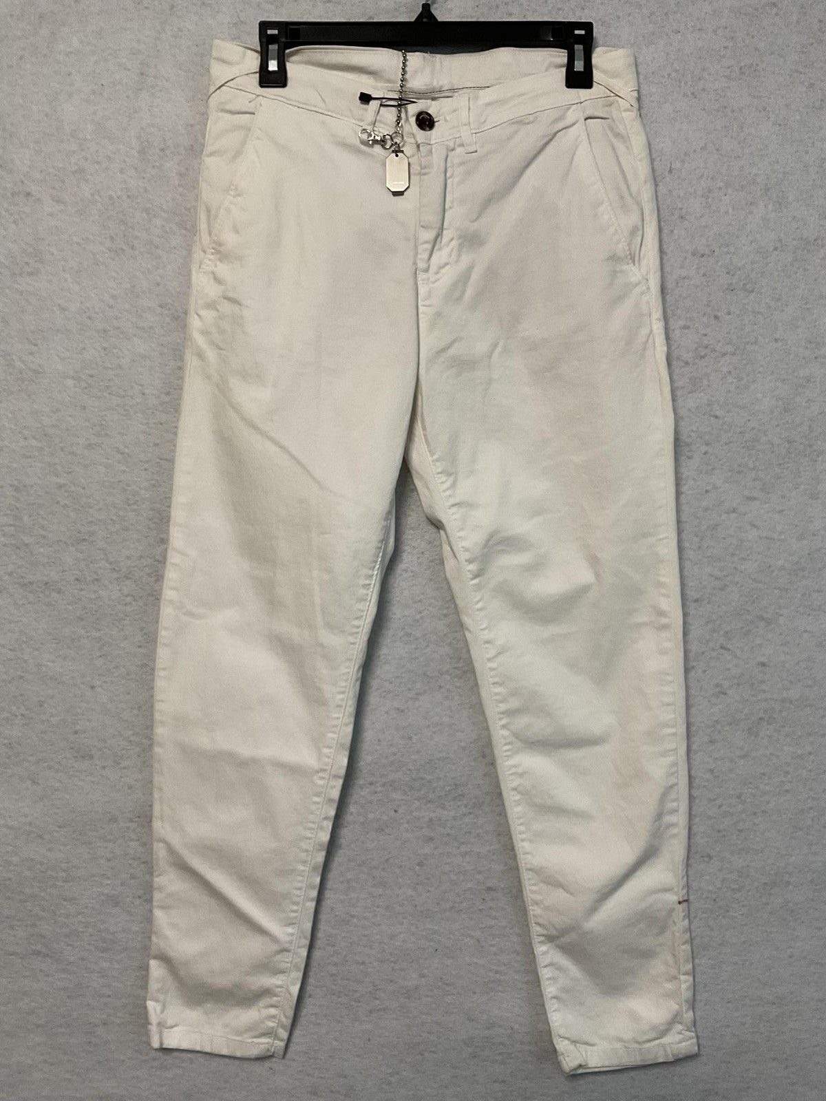 Zara Pants Mens 29 White Carrot Cropped Relaxed Fit Tapered Chino Casual