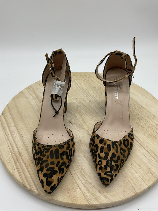 Forever Shoes Womens Size 6 Brown Leopard D'Orsay Ankle Strap Pumps SONGFUL-6