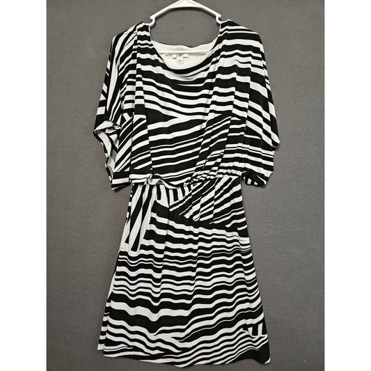 Retro Zebra Stripe Dress by Cato Size L Black White Comfy Stretch
