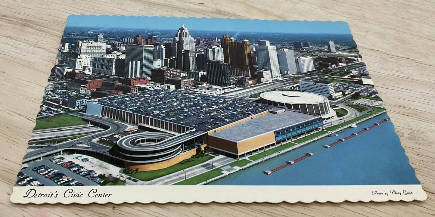 Vintage Detroit's Civic Center Dexter Press Photochrome Postcard 5.5x3.5 In