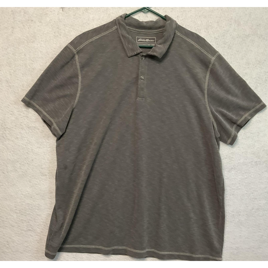 Eddie Bauer Shirt Mens 2XL Gray Active Performance Polo Short Sleeve Polyester