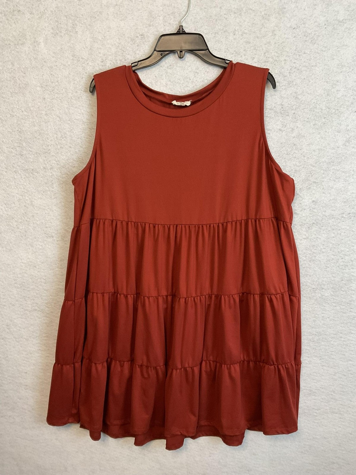 VTG Entro Dress Womens 2X Rust Orange Sleeveless Tiered Trapeze Swing Tank Boho