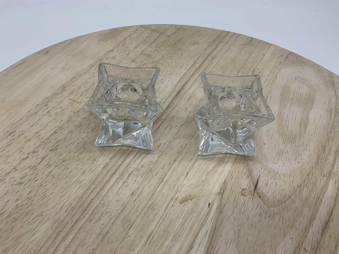 Clear Lead Crystal Candlestick Holders Set Of 2 Taper Candle USA Decor Tabletop