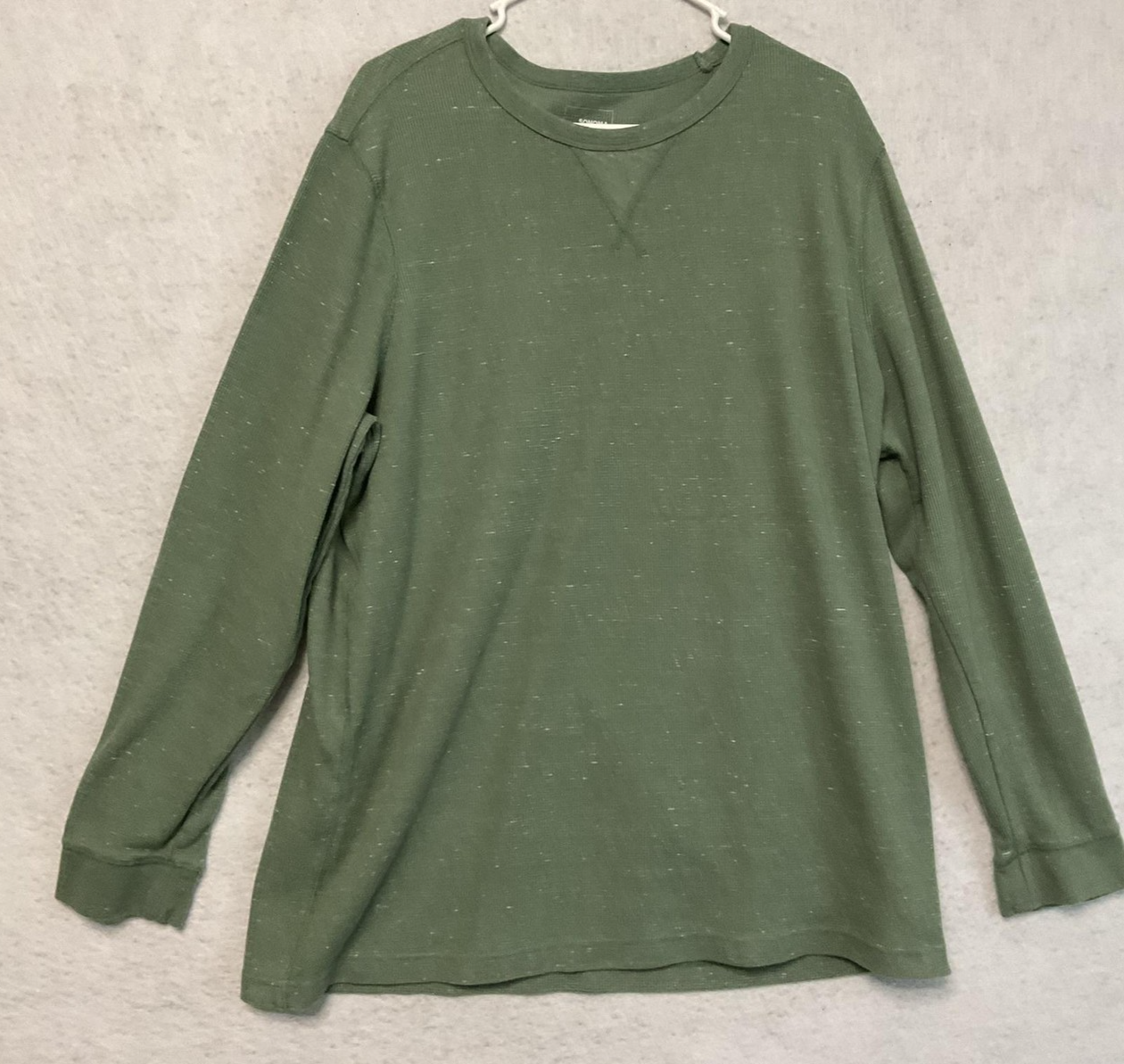 Sonoma Goods For Life Shirt Mens 2XB Green Thermal Waffle Crewneck Long Sleeve