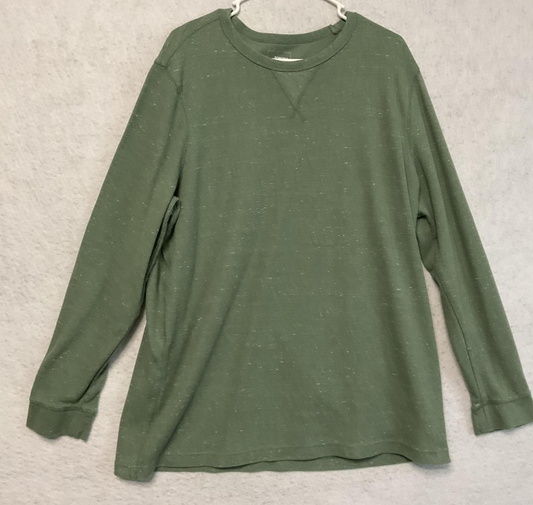 Sonoma Goods For Life Shirt Mens 2XB Green Thermal Waffle Crewneck Long Sleeve