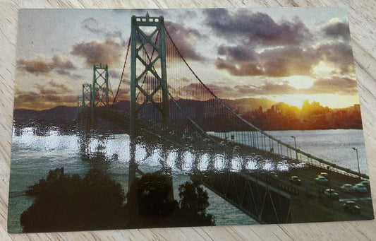 Vintage San Francisco-Oakland Bay Bridge HS Crocker Photochrome Postcard 5.5x3.5