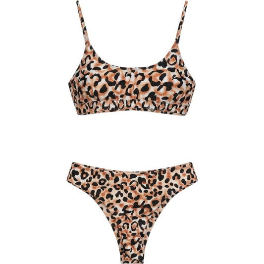 Bikini Set Women XL Leopard Print High Waisted Two Piece Swimsuit