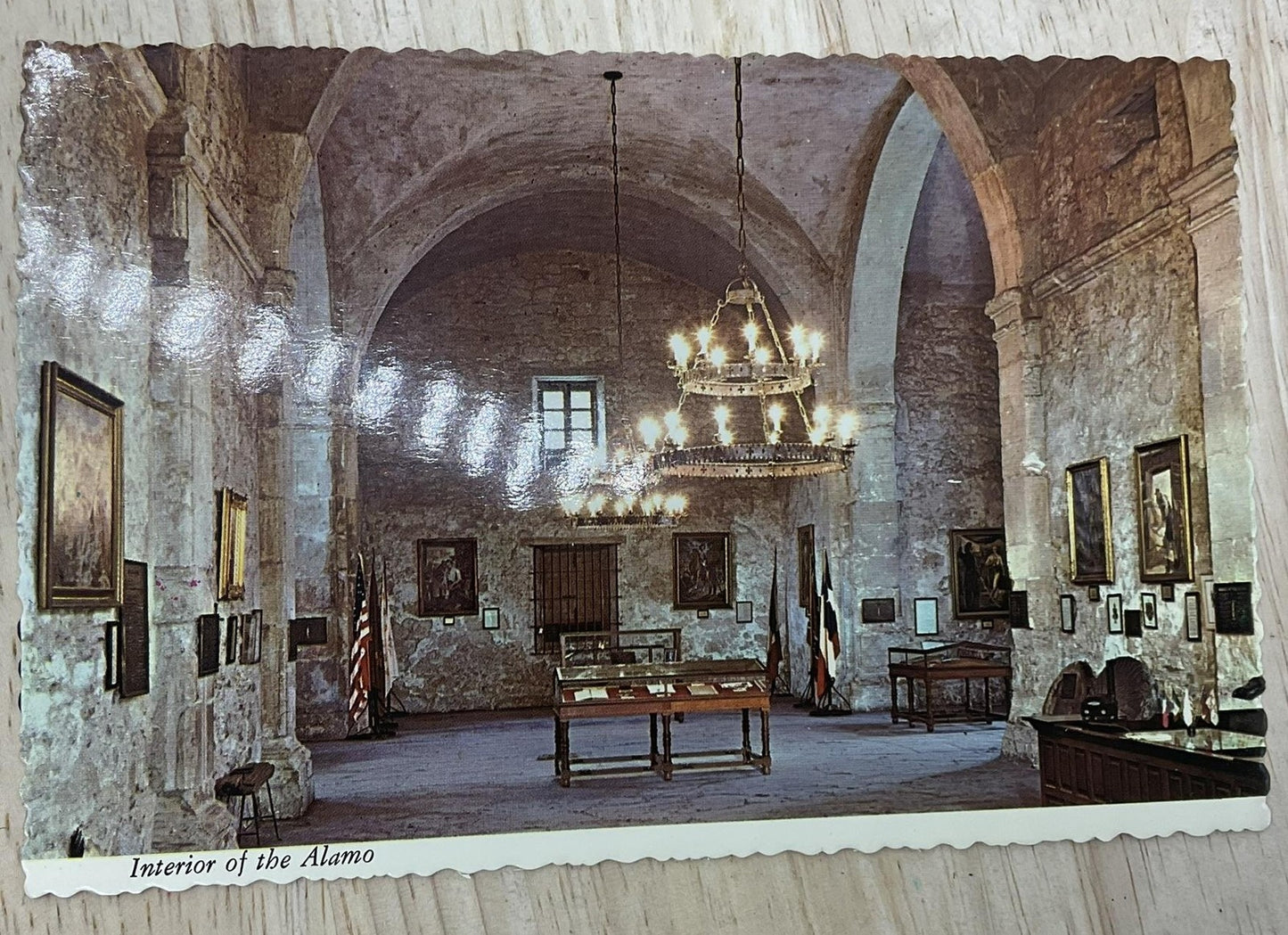 Vintage Interior Of The Alamo San Antonio TX Plastichrome Postcard 5.5x3.5 In
