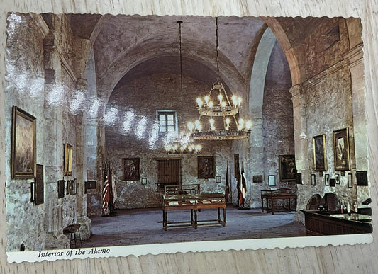 Vintage Interior Of The Alamo San Antonio TX Plastichrome Postcard 5.5x3.5 In