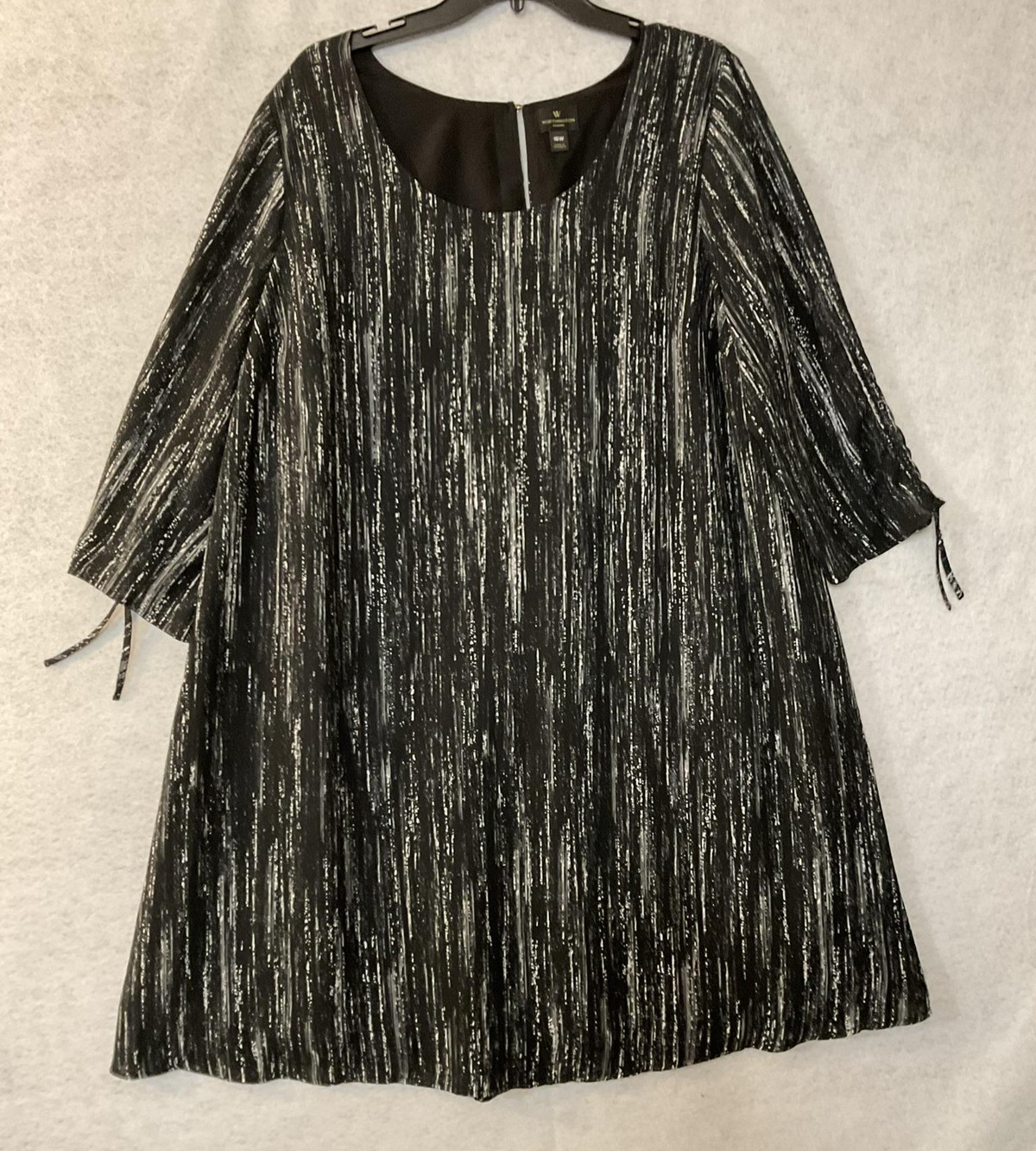 Worthington Blouse Womens 16W Black White Stripe 3/4 Sleeve Tunic Top Scoop Neck