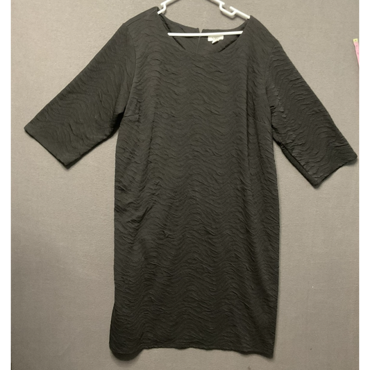 Cato Dress Womens 26W Black Textured Knee Length 3/4 Sleeve Pullover Plus Size