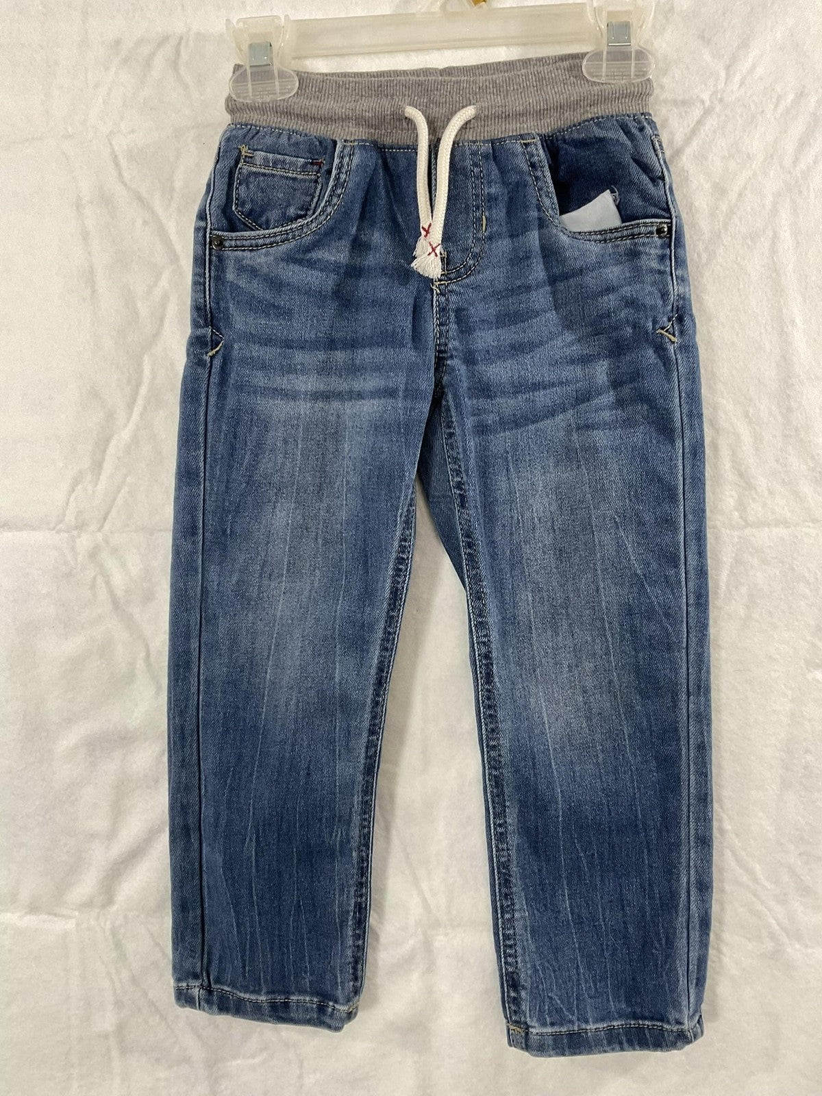 Cat & Jack Jeans Boys 4T Blue Straight Denim Elastic Waist Drawstring Pull-On