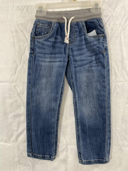 Cat & Jack Jeans Boys 4T Blue Straight Denim Elastic Waist Drawstring Pull-On