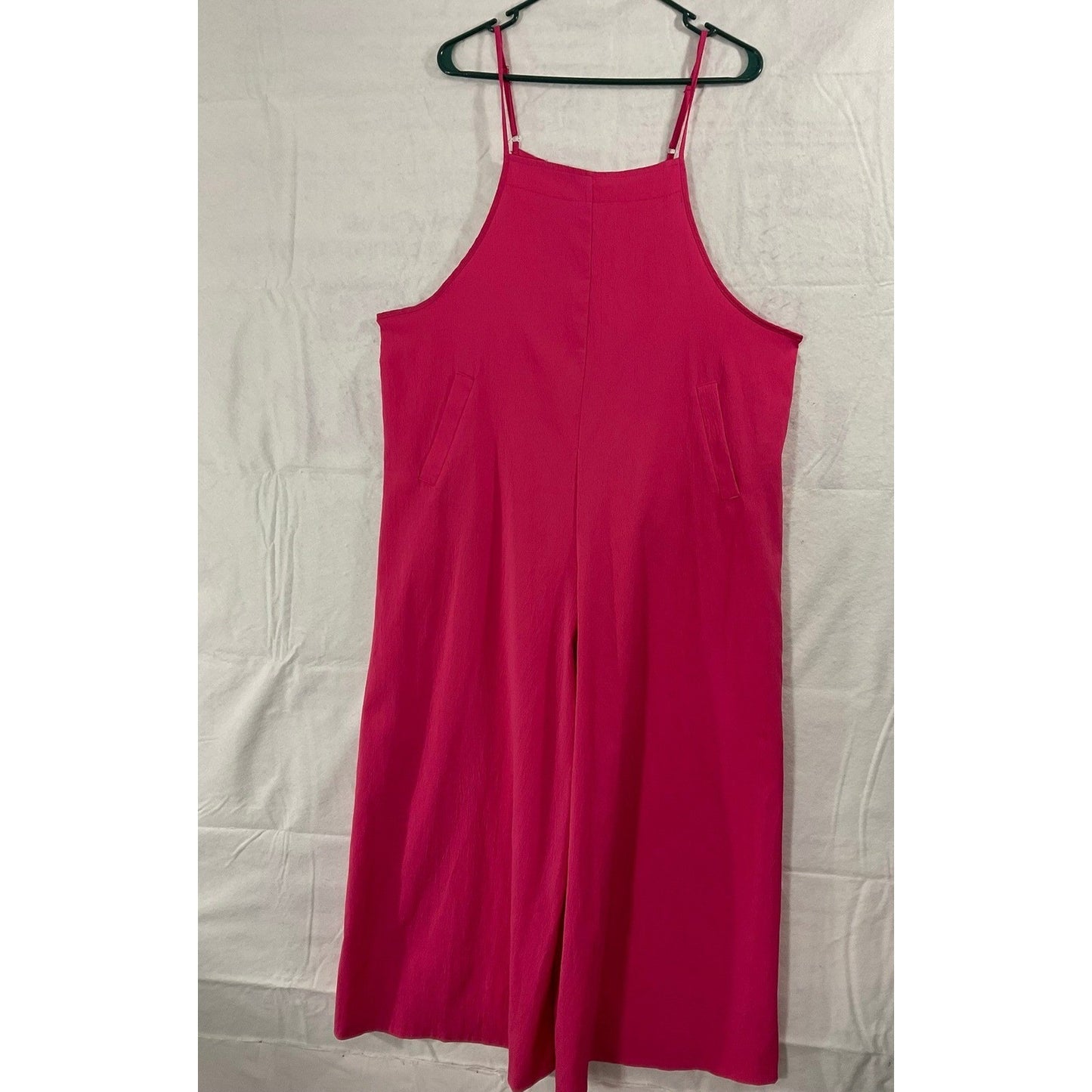 SHEIN Jumpsuit Women 0XL Hot Pink Wide Leg Adjustable Strap Pocket Summer Casual