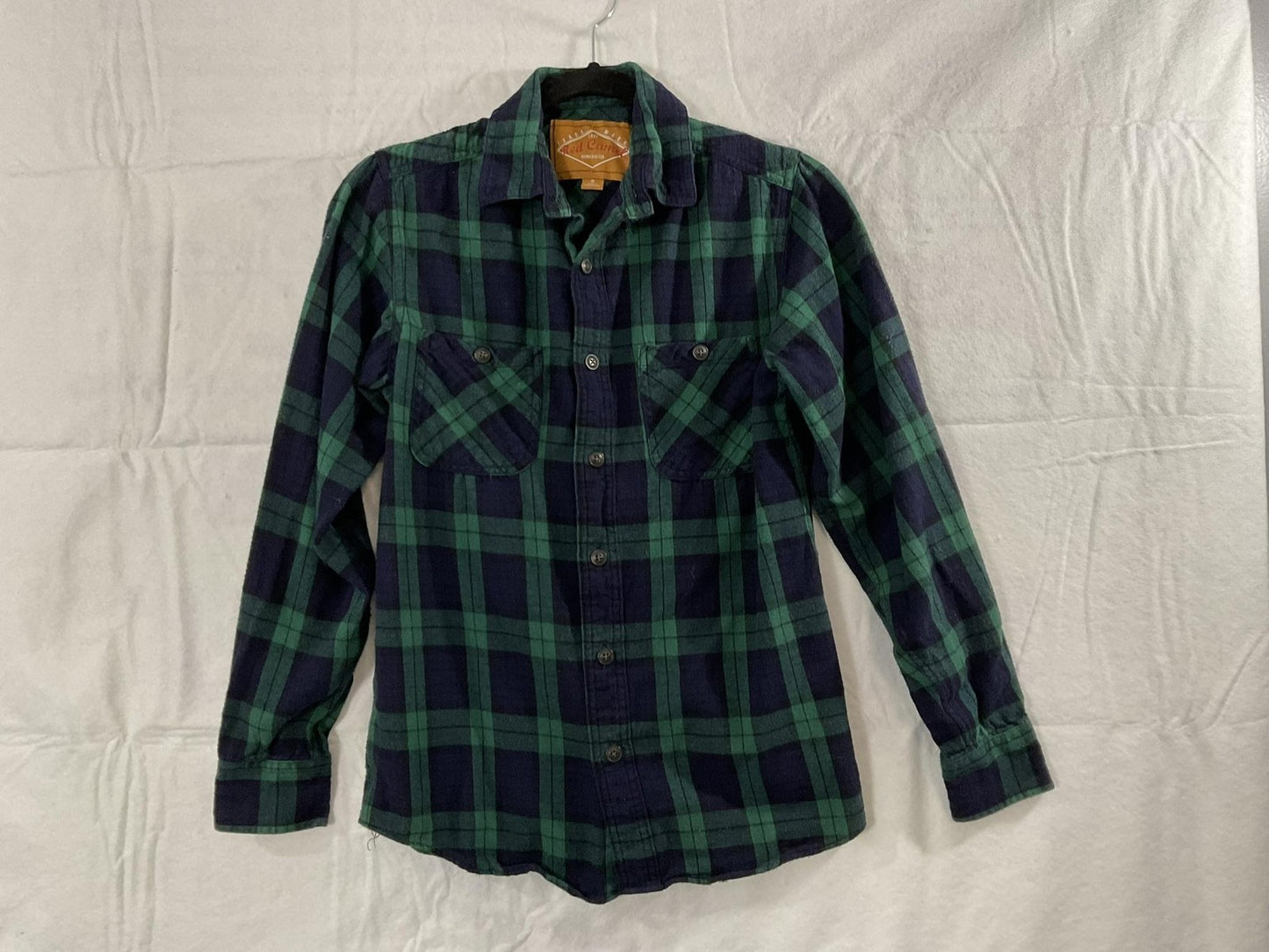 Red Camel Shirt Juniors Small Blue Green Plaid Flannel Long Sleeve Button Up