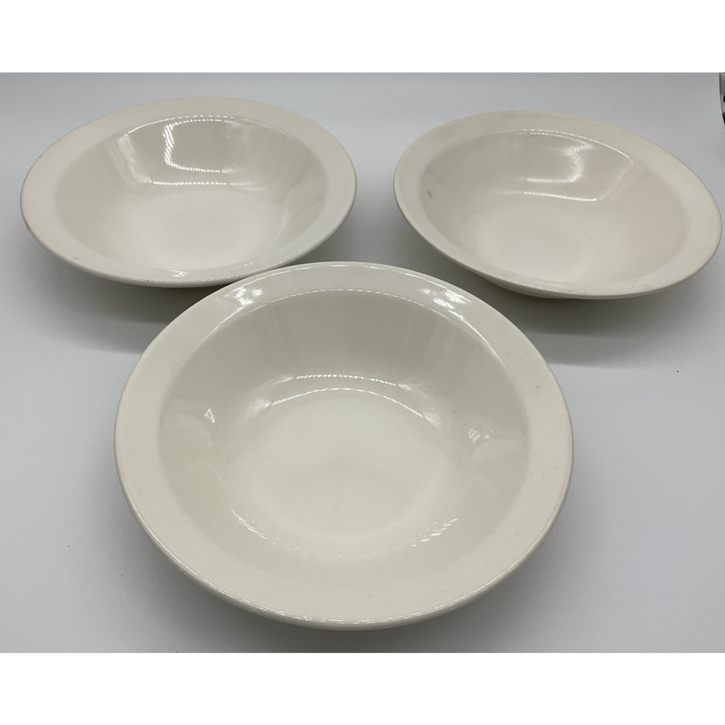 Vintage Off White Ceramic Soup Bowls Set of 3 Shallow 8.5" Restaurant Ware USA