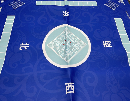 Mahjong Table Square Mat Blue Tile Game Charleston Dragons Dominoes Accessory