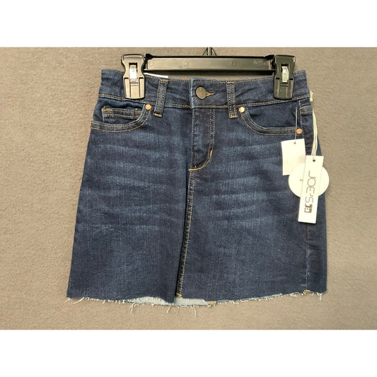 Joe's Jeans Bella A-Line Mini Skirt Raw Hem Denim Blue Girls Size 10 Stretch NWT
