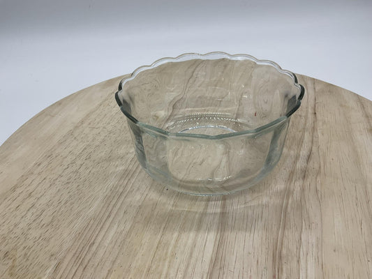 VTG Clear Glass Scalloped Edge Serving Bowl Round Small Dessert Dip Dish Kitchen