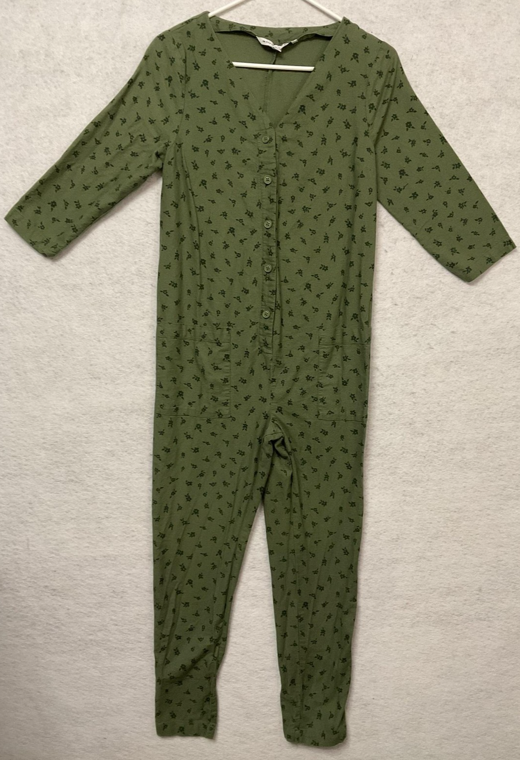 The Nines By HATCH Jumpsuit Womens XS Green Floral 3/4 Sleeve Maternity Casual