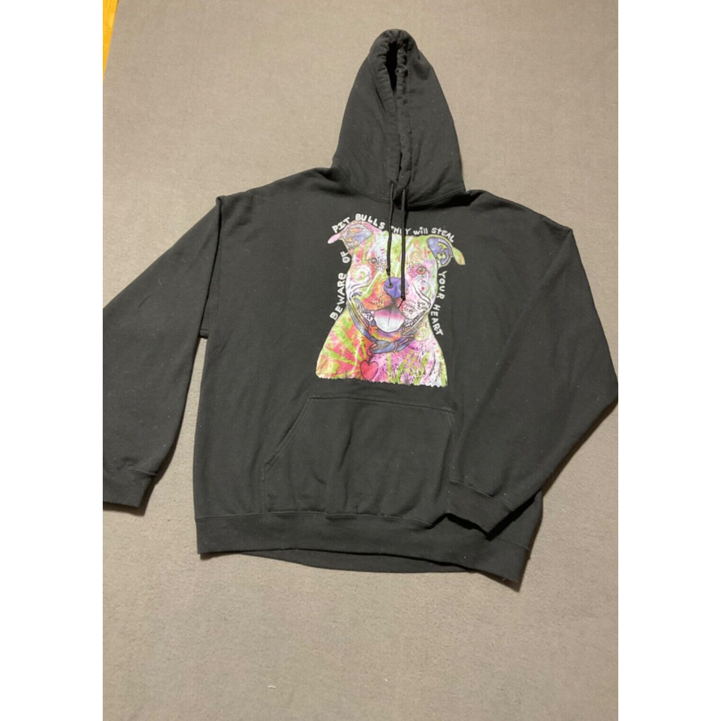 Hoodie Sweatshirt Beware of Pit Bulls XL Graphic Pullover Steal Your Heart